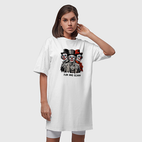 Женская футболка-платье Прикол клоуны весело и страшно / Белый – фото 3