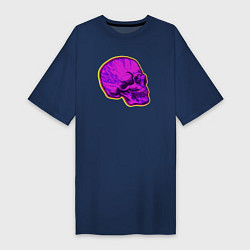 Футболка женская-платье Пурпурный череп, цвет: тёмно-синий