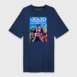 Футболка женская-платье Jojo and Minecraft - collaboration ai art, цвет: тёмно-синий