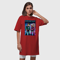 Футболка женская-платье Барби и Кен - коллаборация с Майнкрафт, цвет: красный — фото 2