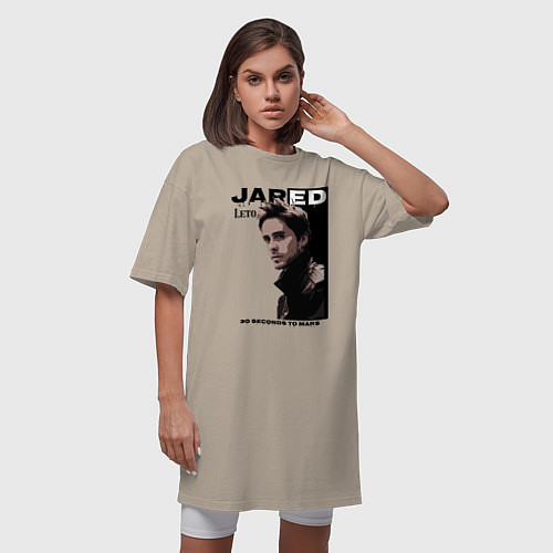 Женская футболка-платье Jared Joseph Leto 30 Seconds To Mars / Миндальный – фото 3