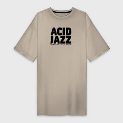 Футболка женская-платье Acid jazz in black, цвет: миндальный