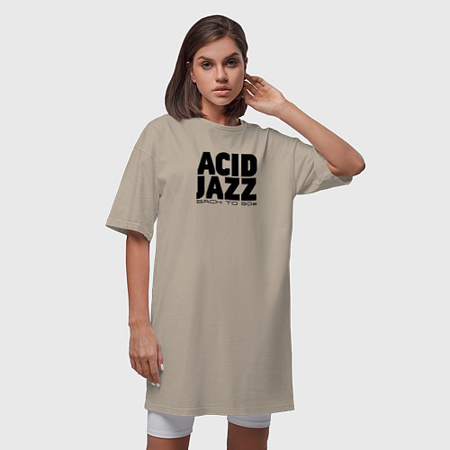 Женская футболка-платье Acid jazz in black / Миндальный – фото 3