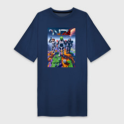 Футболка женская-платье Mass effect and Minecraft - ai art collaboration, цвет: тёмно-синий