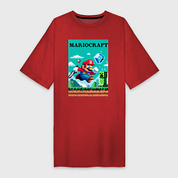 Футболка женская-платье Mario and Minecraft - collaboration pixel art, цвет: красный