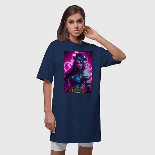 Женская футболка-платье League Of Legends Akali Kda / Тёмно-синий – фото 3