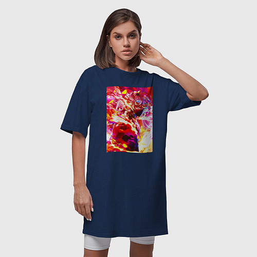 Женская футболка-платье Адский рай огненный Габимару / Тёмно-синий – фото 3