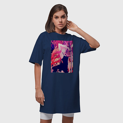 Женская футболка-платье Дневник будущего Юно Гасай / Тёмно-синий – фото 3