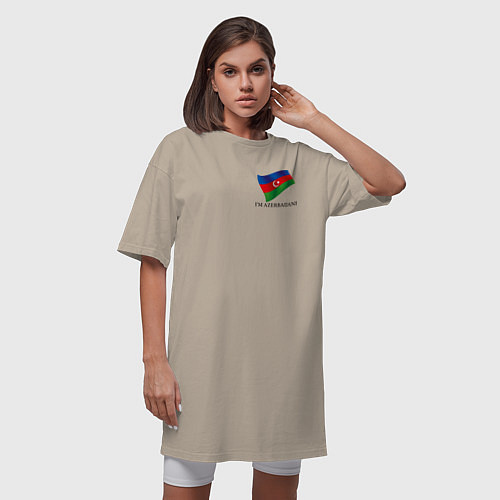 Женская футболка-платье Im Azerbaijani - motto / Миндальный – фото 3
