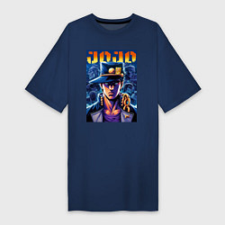 Футболка женская-платье Jojo - Jotaro Kujo ai art, цвет: тёмно-синий