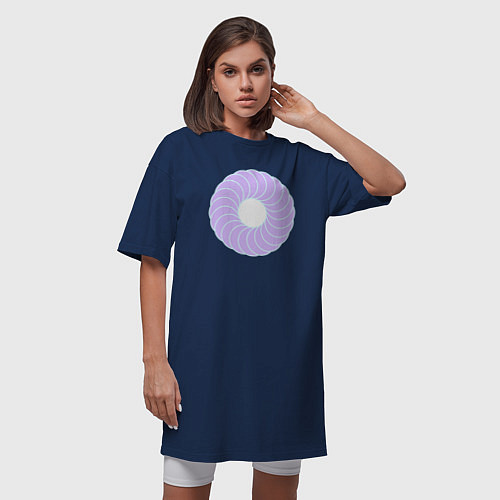 Женская футболка-платье Наслоение окружностей по кругу / Тёмно-синий – фото 3