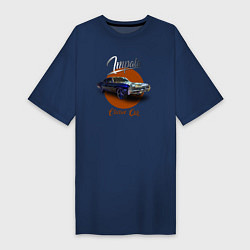 Футболка женская-платье Американская автоклассика Chevrolet Impala, цвет: тёмно-синий