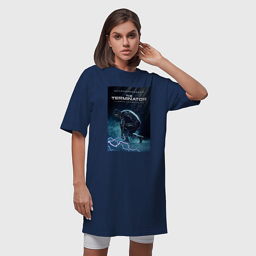 Женская футболка-платье Терминатор из будущего / Тёмно-синий – фото 3