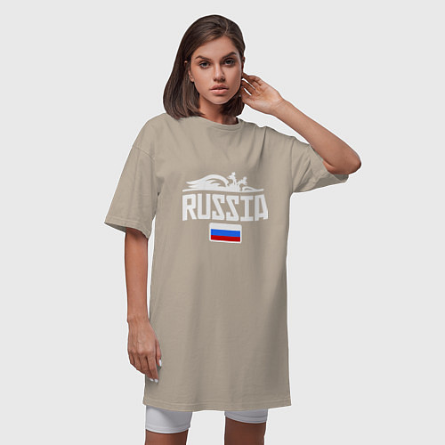 Женская футболка-платье Russia / Миндальный – фото 3