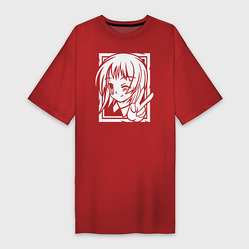 Женская футболка-платье Аниме позитив / Красный – фото 1