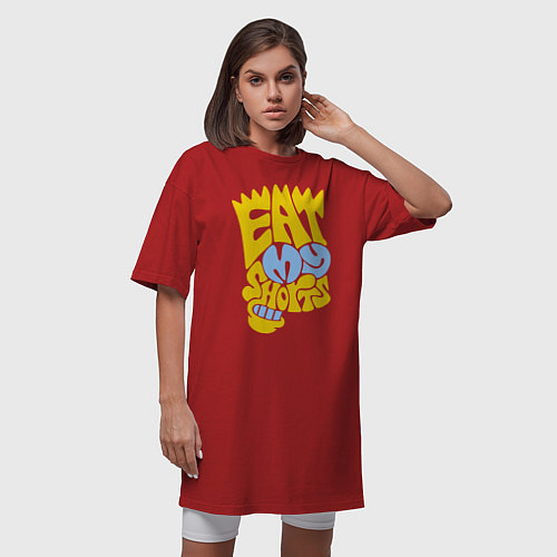 Женская футболка-платье Bart: Eat my shorts / Красный – фото 3