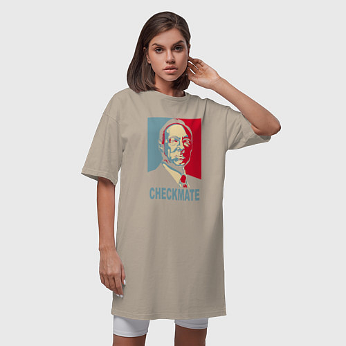 Женская футболка-платье Checkmate Spacey / Миндальный – фото 3