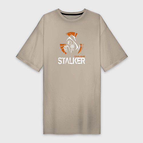 Женская футболка-платье STALKER: Online / Миндальный – фото 1