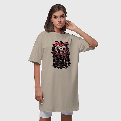 Женская футболка-платье Slipknot Pentagram / Миндальный – фото 3