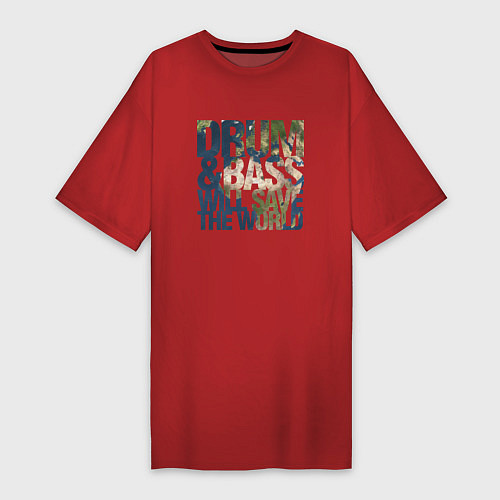 Женская футболка-платье Drum & Bass: The World / Красный – фото 1