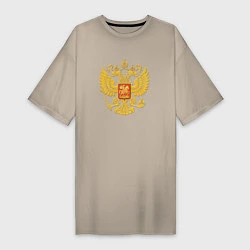 Женская футболка-платье Герб России: золото