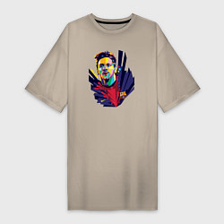 Футболка женская-платье Messi Art, цвет: миндальный
