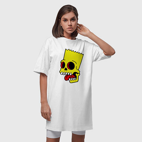 Женская футболка-платье Bart Skull / Белый – фото 3