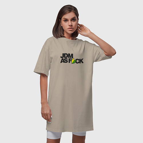 Женская футболка-платье JDM AS F*CK / Миндальный – фото 3