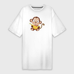 Женская футболка-платье Обезьянка с бананом