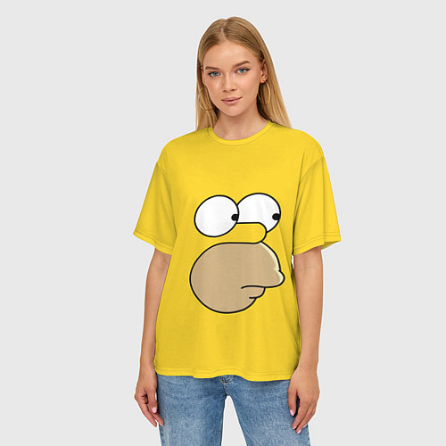 Женская футболка оверсайз Лицо Гомера / 3D-принт – фото 3