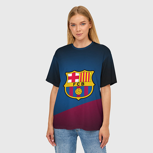Женская футболка оверсайз FCB Barcelona / 3D-принт – фото 3