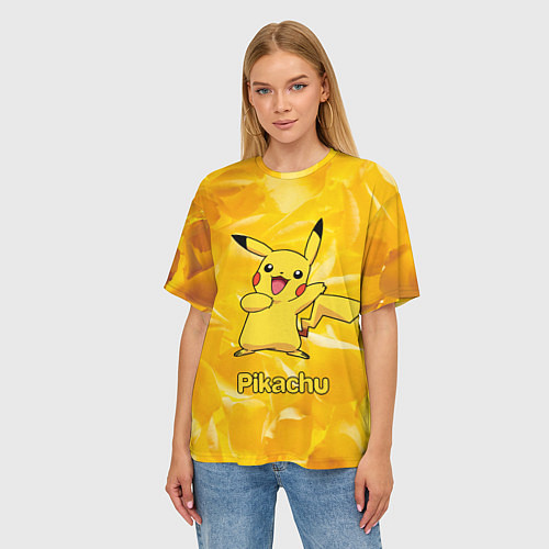 Женская футболка оверсайз Pikachu / 3D-принт – фото 3