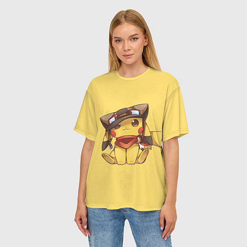 Женская футболка оверсайз Pikachu / 3D-принт – фото 3