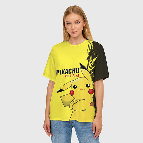 Женская футболка оверсайз Pikachu Pika Pika / 3D-принт – фото 3