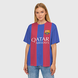 Футболка оверсайз женская FCB Messi: Qatar Airways, цвет: 3D-принт — фото 2
