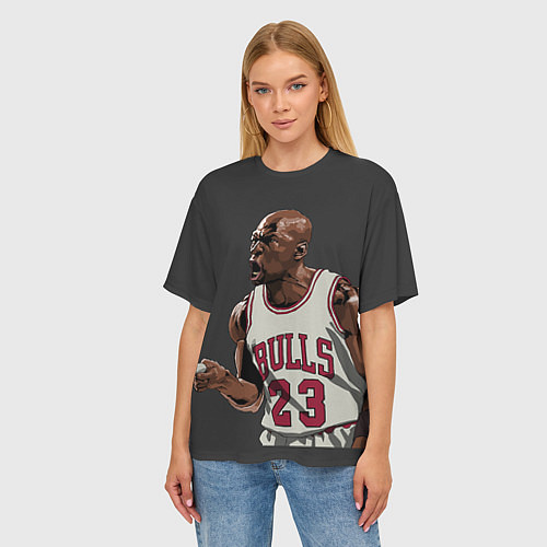 Женская футболка оверсайз Bulls 23: Jordan / 3D-принт – фото 3