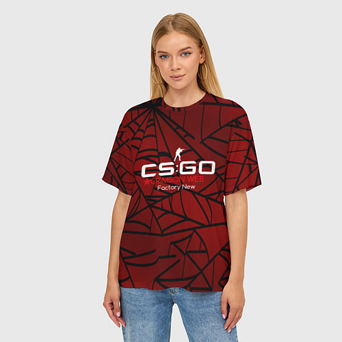 Женская футболка оверсайз Cs:go - Crimson Web Style Factory New Кровавая пау / 3D-принт – фото 3