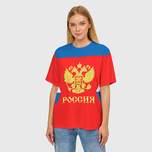 Женская футболка оверсайз Сборная РФ: #8 OVECHKIN / 3D-принт – фото 3