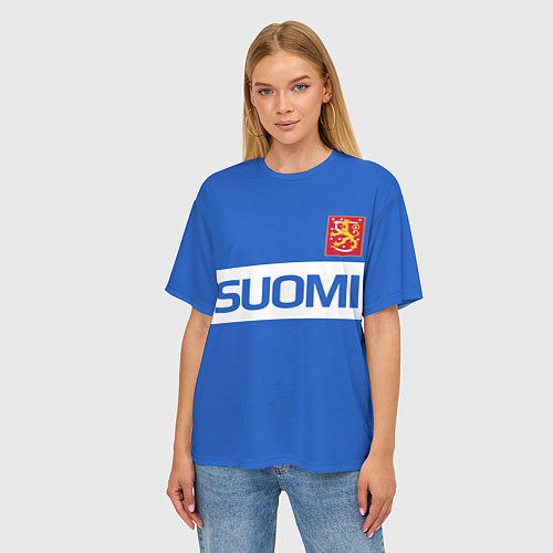 Женская футболка оверсайз Сборная Финляндии: домашняя форма / 3D-принт – фото 3