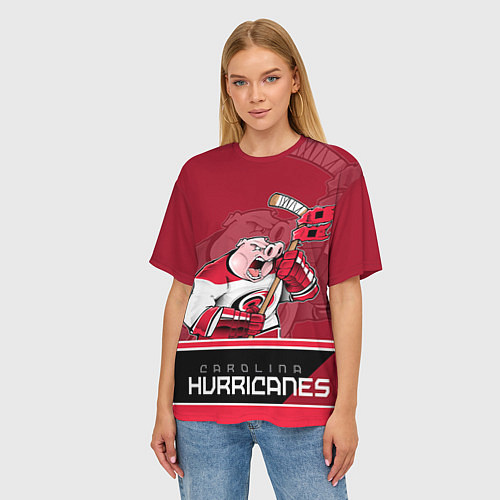 Женская футболка оверсайз Carolina Hurricanes / 3D-принт – фото 3