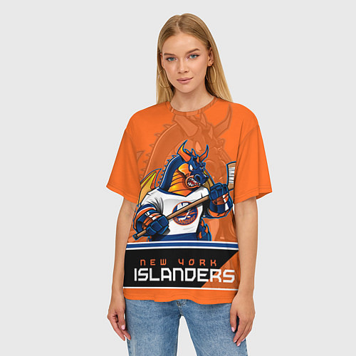 Женская футболка оверсайз New York Islanders / 3D-принт – фото 3