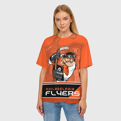 Женская футболка оверсайз Philadelphia Flyers / 3D-принт – фото 3