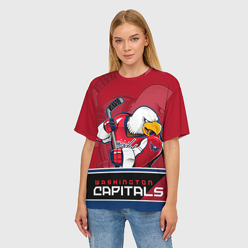 Женская футболка оверсайз Washington Capitals / 3D-принт – фото 3