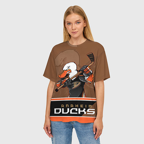 Женская футболка оверсайз Anaheim Ducks / 3D-принт – фото 3