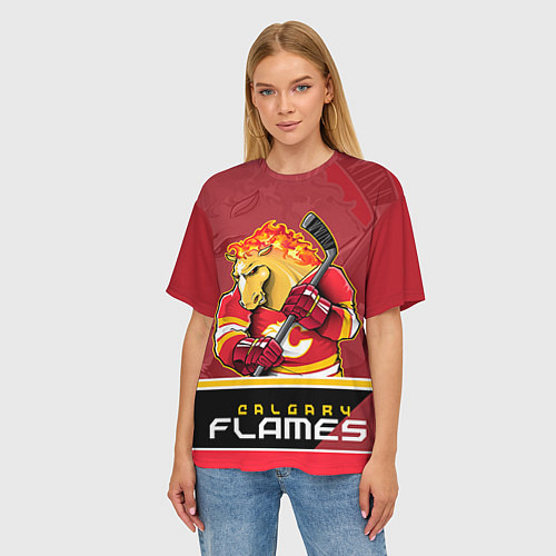 Женская футболка оверсайз Calgary Flames / 3D-принт – фото 3
