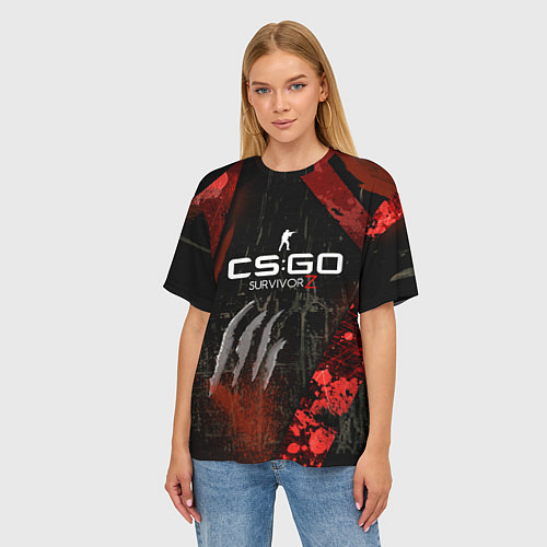 Женская футболка оверсайз CS:GO Survivor Z Style / 3D-принт – фото 3