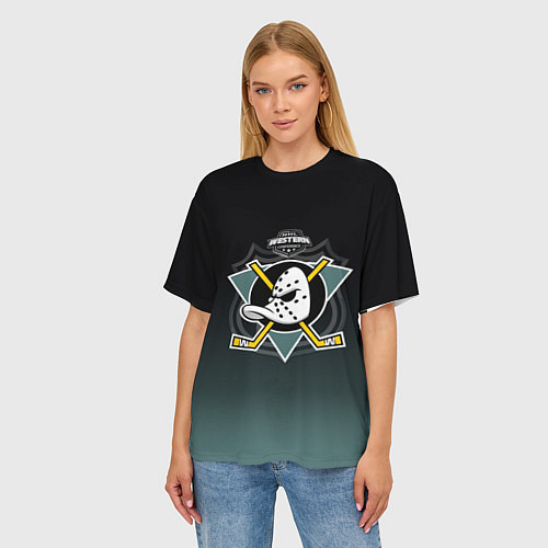 Женская футболка оверсайз Anaheim Ducks / 3D-принт – фото 3