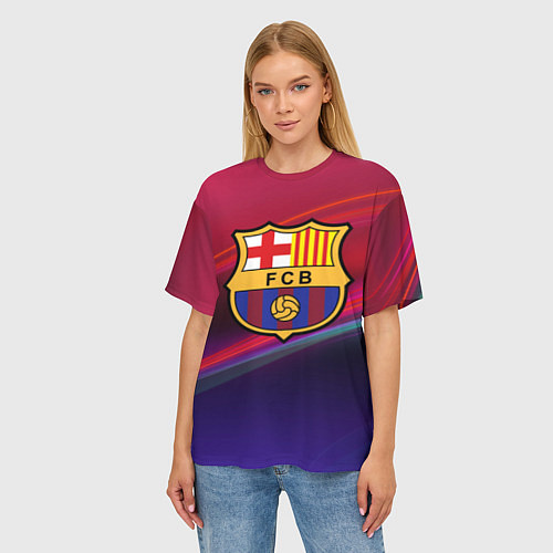 Женская футболка оверсайз ФК Барселона / 3D-принт – фото 3