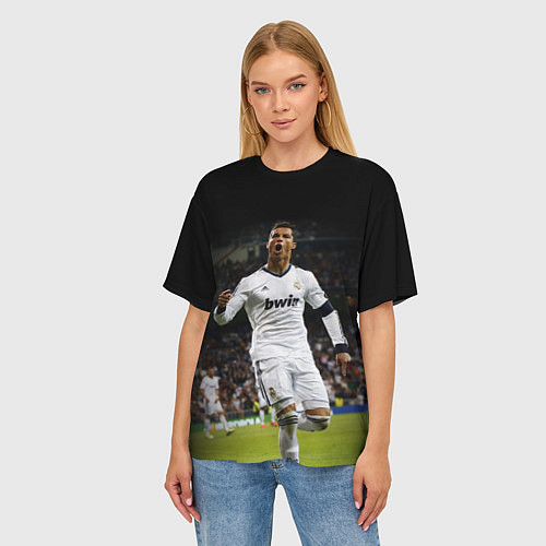 Женская футболка оверсайз Роналдо / 3D-принт – фото 3