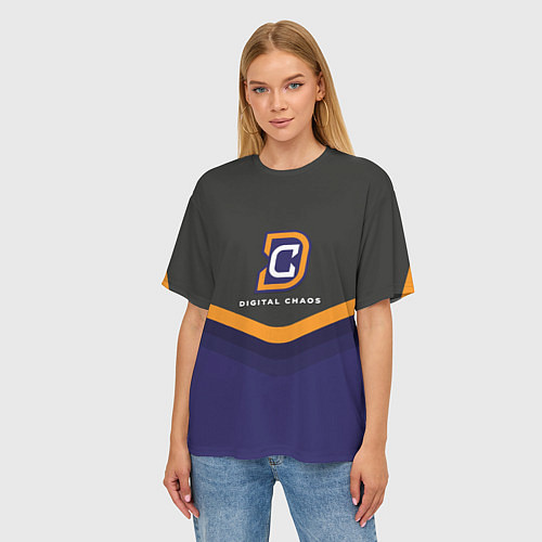 Женская футболка оверсайз Digital Chaos Uniform / 3D-принт – фото 3